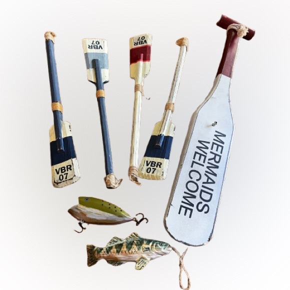Decorative Oars and Fish Wall Art - Picture 1 of 6